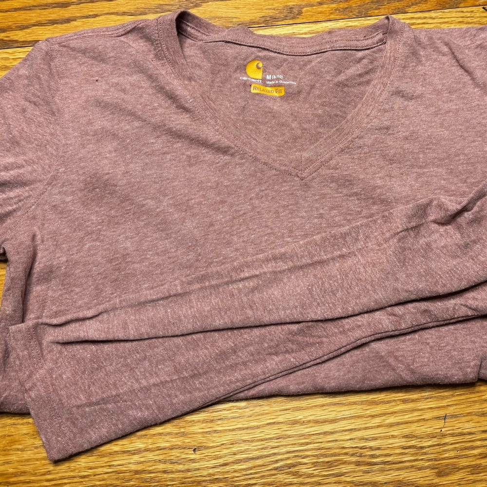 Carhartt Pink V-Neck Long Sleeve Shirt